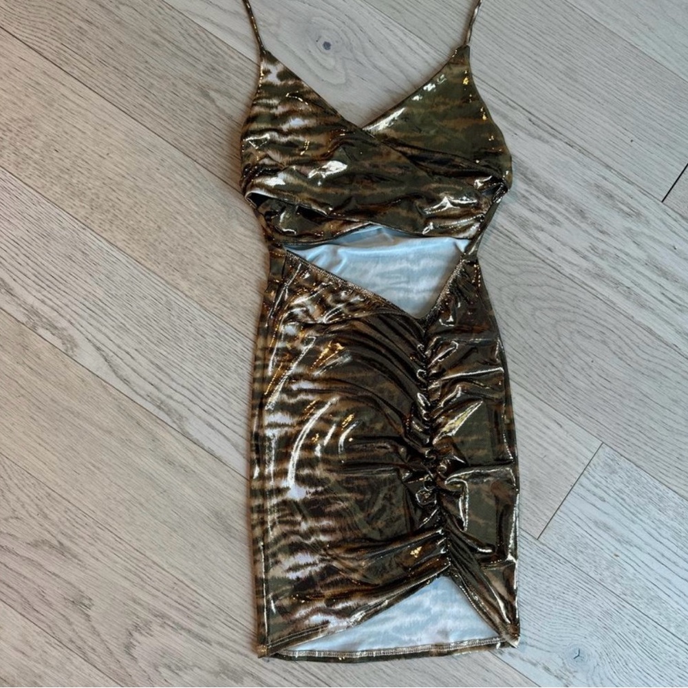 New Mini Gold Metallic Dress